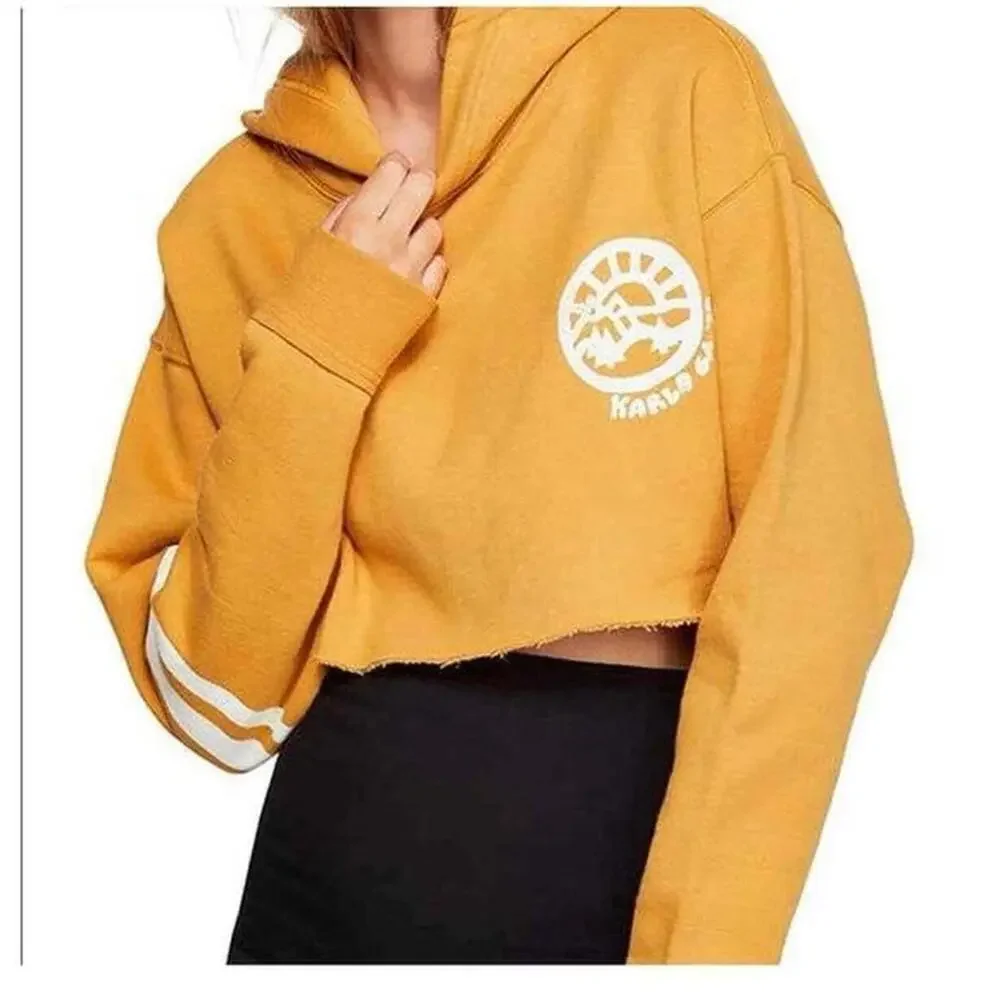 Free People Baldwin Hoodie Cropped Sweatshirt  yellow size XS casual comfy chic